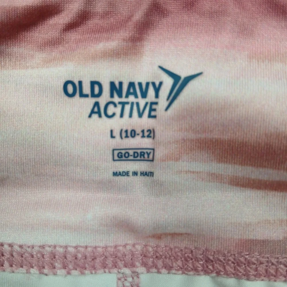 Old Navy Active Leggings Girls L 10–12 Pink Stripe‎ Go-Dry Athletic
